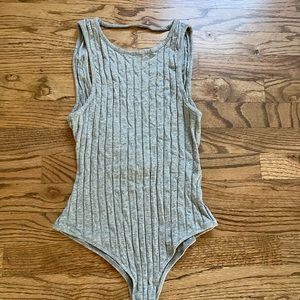 Grey Ribbed Bodysuit
